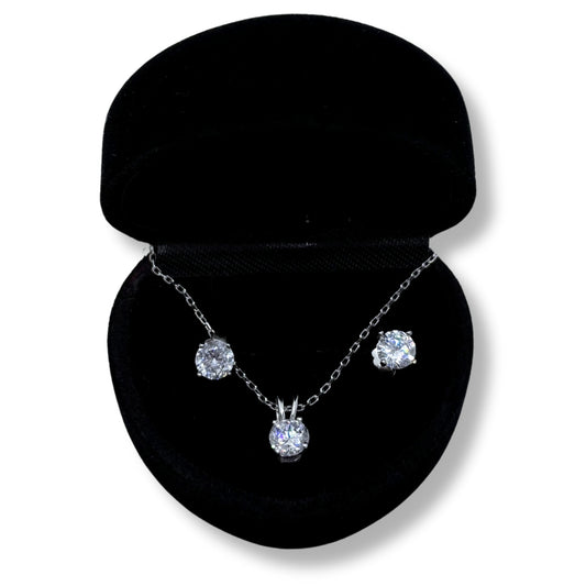 Sparkling Solitaire Silver Set &amp; Set